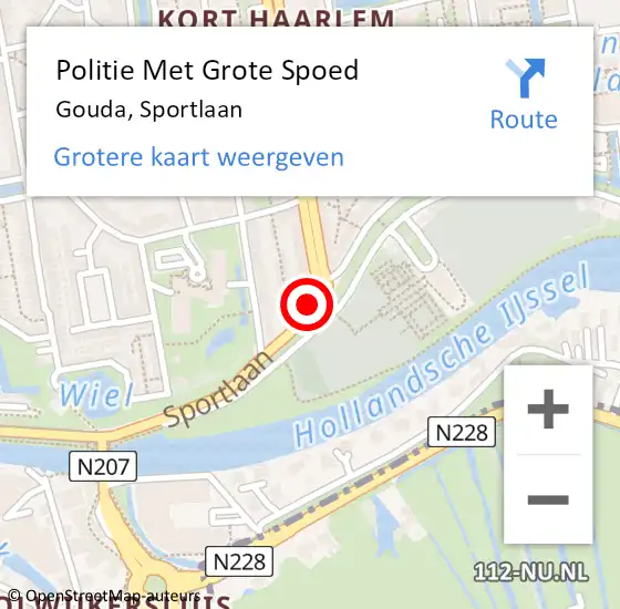 Locatie op kaart van de 112 melding: Politie Met Grote Spoed Naar Gouda, Sportlaan op 17 november 2022 14:39