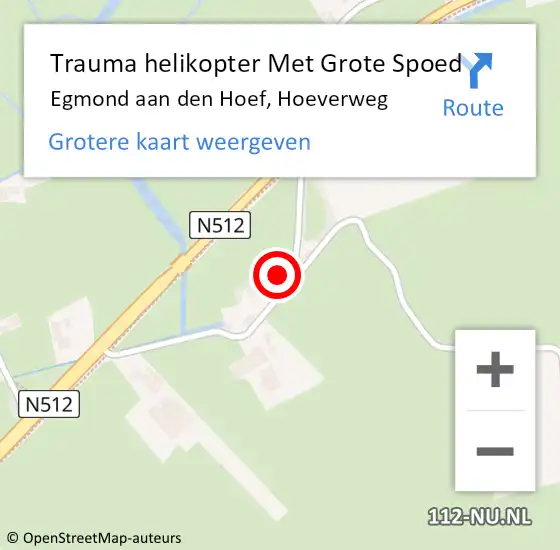 Locatie op kaart van de 112 melding: Trauma helikopter Met Grote Spoed Naar Egmond aan den Hoef, Hoeverweg op 17 november 2022 14:52