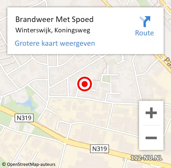 Locatie op kaart van de 112 melding: Brandweer Met Spoed Naar Winterswijk, Koningsweg op 17 november 2022 15:13