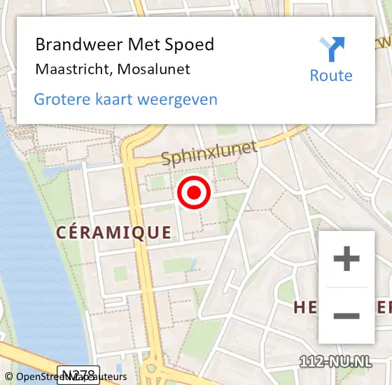 Locatie op kaart van de 112 melding: Brandweer Met Spoed Naar Maastricht, Mosalunet op 17 november 2022 15:14