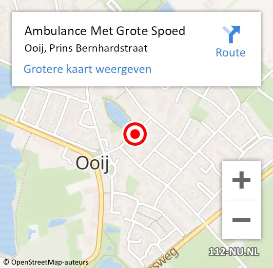 Locatie op kaart van de 112 melding: Ambulance Met Grote Spoed Naar Ooij, Prins Bernhardstraat op 17 november 2022 15:15