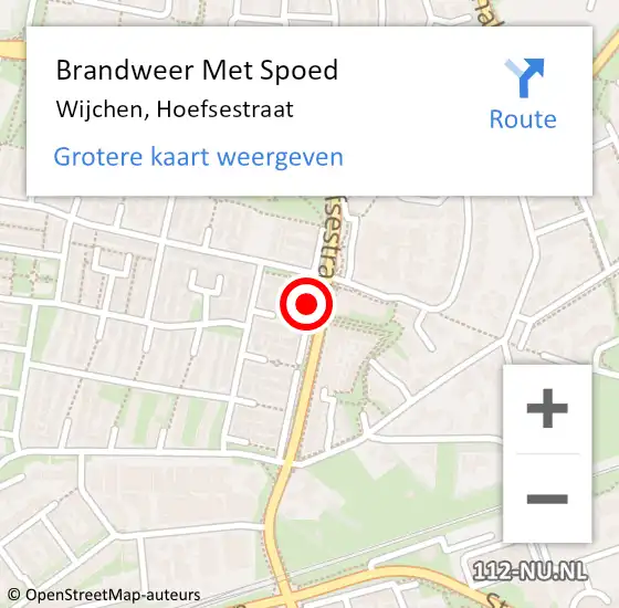 Locatie op kaart van de 112 melding: Brandweer Met Spoed Naar Wijchen, Hoefsestraat op 17 november 2022 15:17