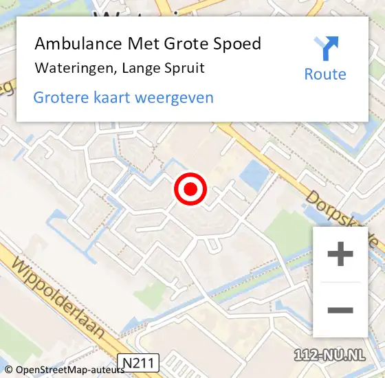 Locatie op kaart van de 112 melding: Ambulance Met Grote Spoed Naar Wateringen, Lange Spruit op 17 november 2022 15:22