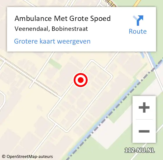 Locatie op kaart van de 112 melding: Ambulance Met Grote Spoed Naar Veenendaal, Bobinestraat op 17 november 2022 15:25