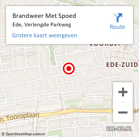 Locatie op kaart van de 112 melding: Brandweer Met Spoed Naar Ede, Verlengde Parkweg op 17 november 2022 15:29