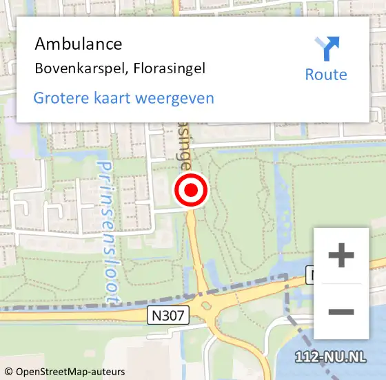 Locatie op kaart van de 112 melding: Ambulance Bovenkarspel, Florasingel op 17 november 2022 15:35