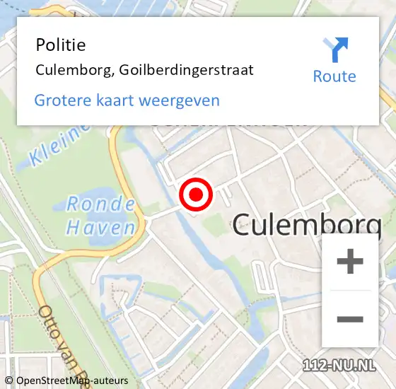 Locatie op kaart van de 112 melding: Politie Culemborg, Goilberdingerstraat op 17 november 2022 15:46