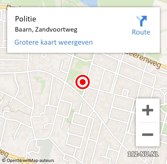 Locatie op kaart van de 112 melding: Politie Baarn, Zandvoortweg op 17 november 2022 15:48