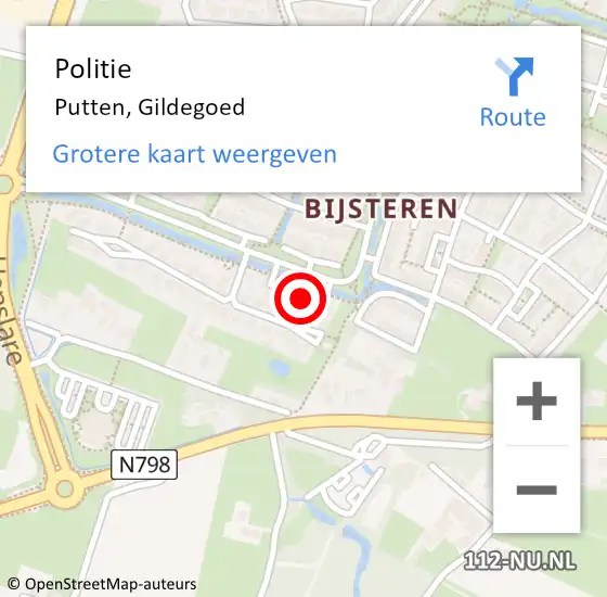 Locatie op kaart van de 112 melding: Politie Putten, Gildegoed op 17 november 2022 15:51