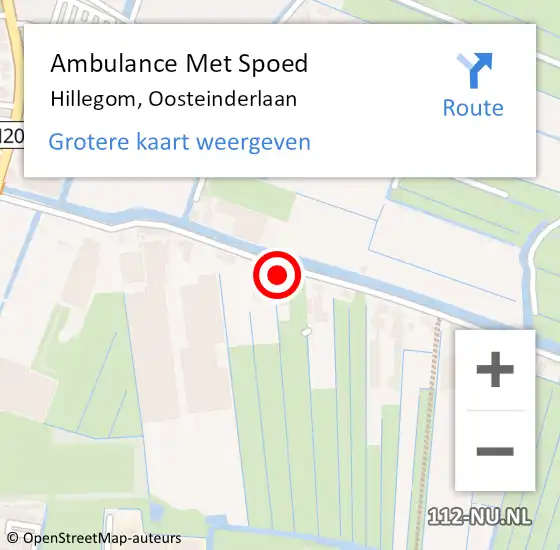 Locatie op kaart van de 112 melding: Ambulance Met Spoed Naar Hillegom, Oosteinderlaan op 17 november 2022 16:01