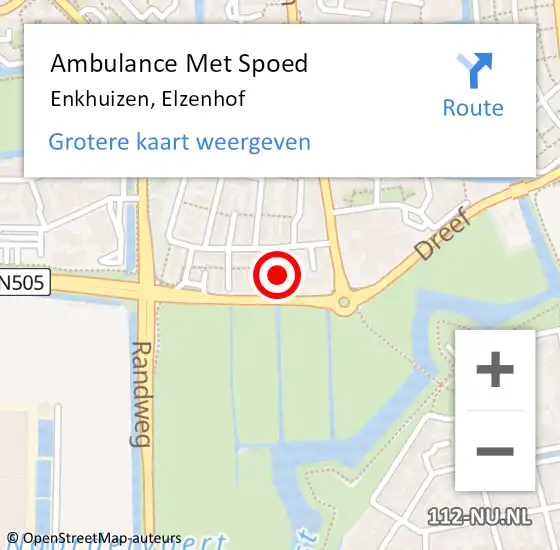 Locatie op kaart van de 112 melding: Ambulance Met Spoed Naar Enkhuizen, Elzenhof op 17 november 2022 16:15