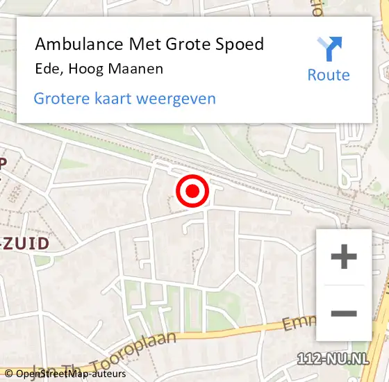 Locatie op kaart van de 112 melding: Ambulance Met Grote Spoed Naar Ede, Hoog Maanen op 17 november 2022 16:47