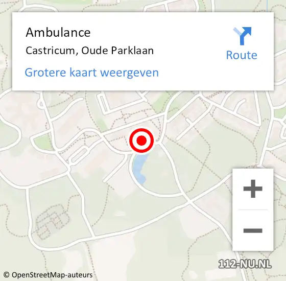 Locatie op kaart van de 112 melding: Ambulance Castricum, Oude Parklaan op 17 november 2022 16:59