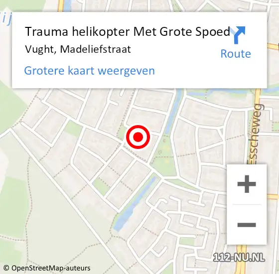Locatie op kaart van de 112 melding: Trauma helikopter Met Grote Spoed Naar Vught, Madeliefstraat op 17 november 2022 17:04