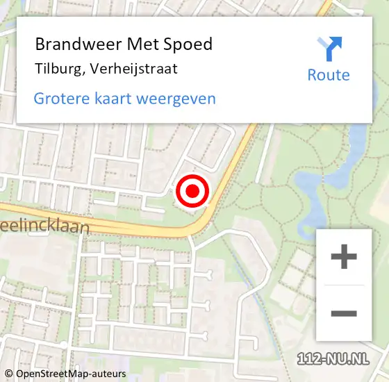 Locatie op kaart van de 112 melding: Brandweer Met Spoed Naar Tilburg, Verheijstraat op 17 november 2022 17:21