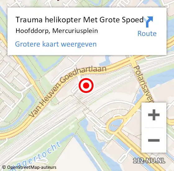 Locatie op kaart van de 112 melding: Trauma helikopter Met Grote Spoed Naar Hoofddorp, Mercuriusplein op 17 november 2022 17:48