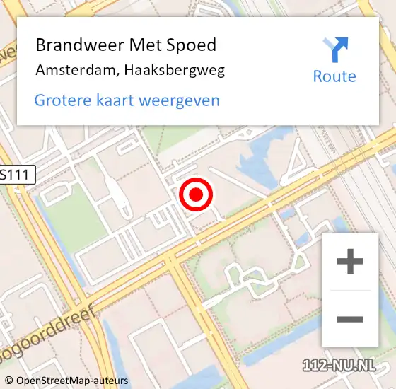 Locatie op kaart van de 112 melding: Brandweer Met Spoed Naar Amsterdam, Haaksbergweg op 17 november 2022 18:04