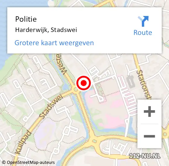 Locatie op kaart van de 112 melding: Politie Harderwijk, Stadswei op 17 november 2022 18:51