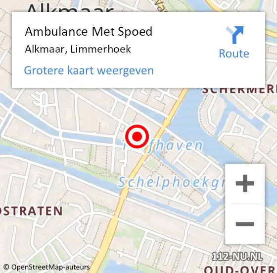 Locatie op kaart van de 112 melding: Ambulance Met Spoed Naar Alkmaar, Limmerhoek op 17 november 2022 19:04