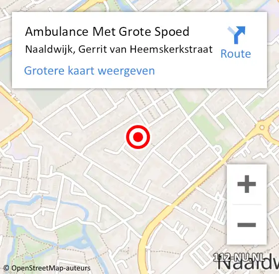 Locatie op kaart van de 112 melding: Ambulance Met Grote Spoed Naar Naaldwijk, Gerrit van Heemskerkstraat op 17 november 2022 19:29