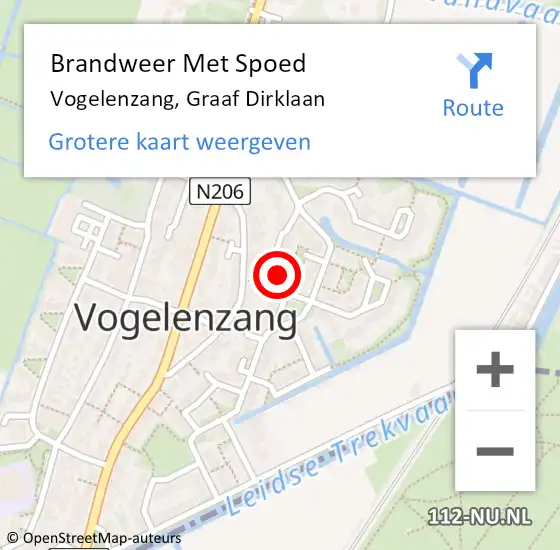 Locatie op kaart van de 112 melding: Brandweer Met Spoed Naar Vogelenzang, Graaf Dirklaan op 5 augustus 2014 11:26