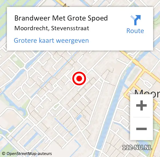 Locatie op kaart van de 112 melding: Brandweer Met Grote Spoed Naar Moordrecht, Stevensstraat op 17 november 2022 19:45