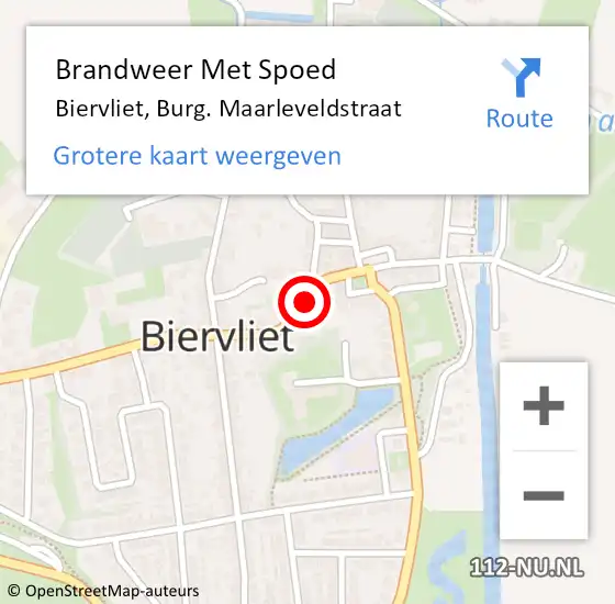 Locatie op kaart van de 112 melding: Brandweer Met Spoed Naar Biervliet, Burg. Maarleveldstraat op 17 november 2022 19:46
