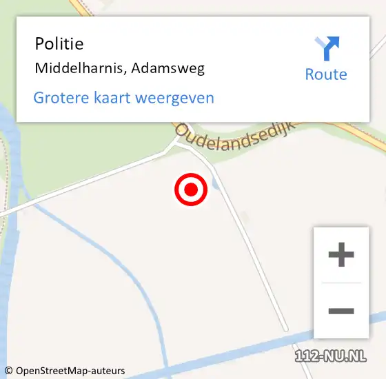 Locatie op kaart van de 112 melding: Politie Middelharnis, Adamsweg op 17 november 2022 20:22