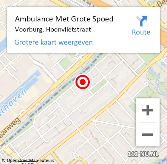 Locatie op kaart van de 112 melding: Ambulance Met Grote Spoed Naar Voorburg, Hoonvlietstraat op 17 november 2022 20:37