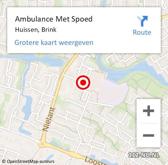 Locatie op kaart van de 112 melding: Ambulance Met Spoed Naar Huissen, Brink op 17 november 2022 20:41