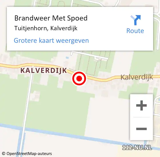 Locatie op kaart van de 112 melding: Brandweer Met Spoed Naar Tuitjenhorn, Kalverdijk op 17 november 2022 20:47