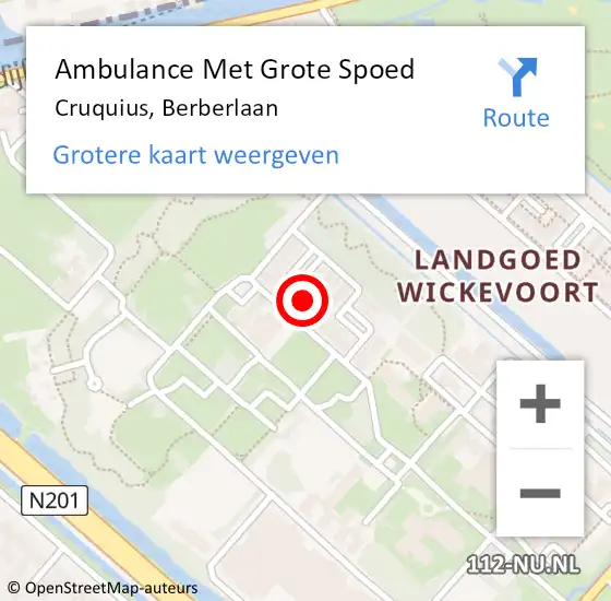 Locatie op kaart van de 112 melding: Ambulance Met Grote Spoed Naar Cruquius, Berberlaan op 17 november 2022 21:01