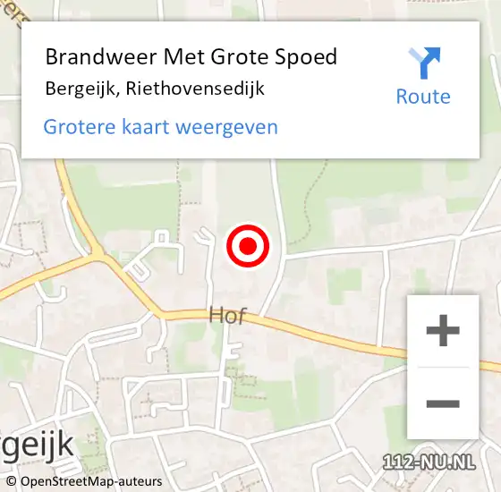 Locatie op kaart van de 112 melding: Brandweer Met Grote Spoed Naar Bergeijk, Riethovensedijk op 17 november 2022 21:10