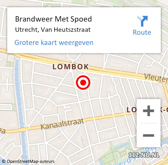 Locatie op kaart van de 112 melding: Brandweer Met Spoed Naar Utrecht, Van Heutszstraat op 17 november 2022 21:17