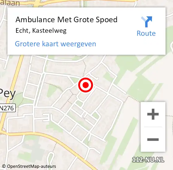 Locatie op kaart van de 112 melding: Ambulance Met Grote Spoed Naar Echt, Kasteelweg op 17 november 2022 21:33