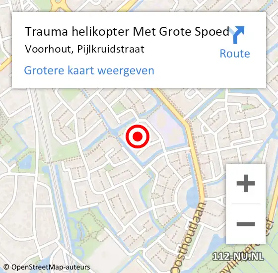 Locatie op kaart van de 112 melding: Trauma helikopter Met Grote Spoed Naar Voorhout, Pijlkruidstraat op 17 november 2022 21:54