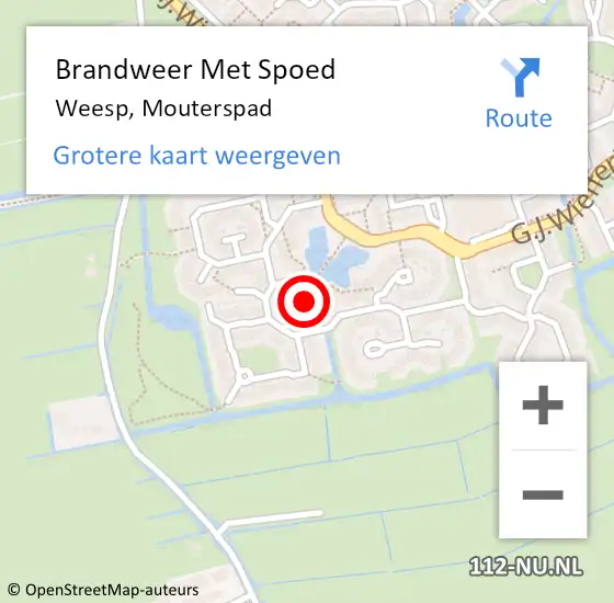 Locatie op kaart van de 112 melding: Brandweer Met Spoed Naar Weesp, Mouterspad op 17 november 2022 22:03