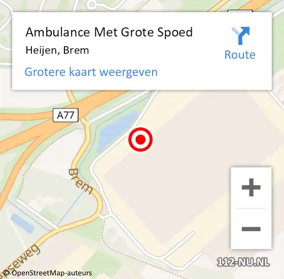 Locatie op kaart van de 112 melding: Ambulance Met Grote Spoed Naar Heijen, Brem op 17 november 2022 22:41