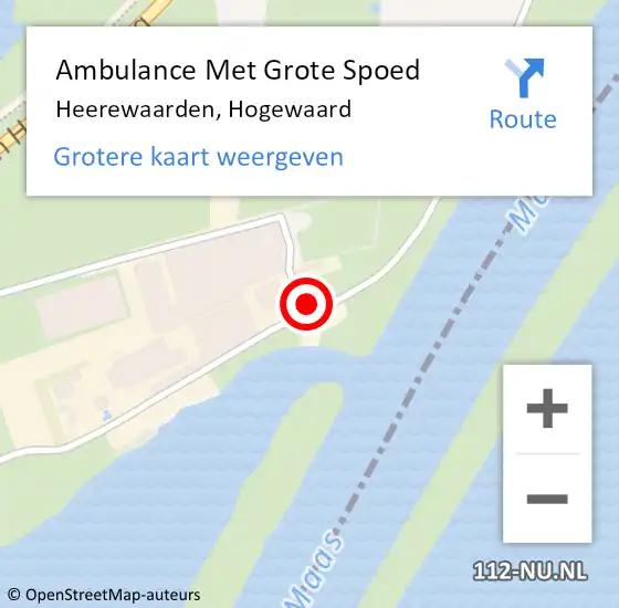 Locatie op kaart van de 112 melding: Ambulance Met Grote Spoed Naar Heerewaarden, Hogewaard op 17 november 2022 22:51