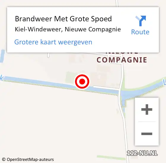 Locatie op kaart van de 112 melding: Brandweer Met Grote Spoed Naar Kiel-Windeweer, Nieuwe Compagnie op 17 november 2022 23:15
