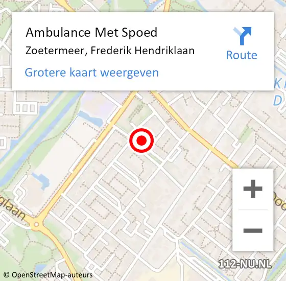 Locatie op kaart van de 112 melding: Ambulance Met Spoed Naar Zoetermeer, Frederik Hendriklaan op 17 november 2022 23:24