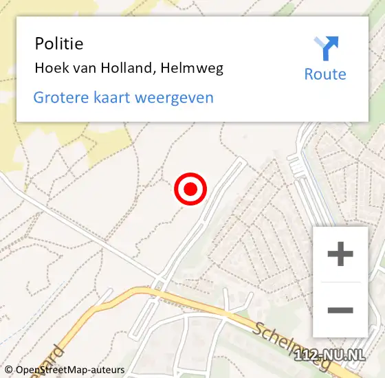 Locatie op kaart van de 112 melding: Politie Hoek van Holland, Helmweg op 18 november 2022 00:40