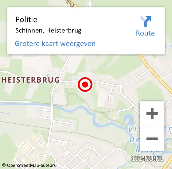 Locatie op kaart van de 112 melding: Politie Schinnen, Heisterbrug op 18 november 2022 00:53