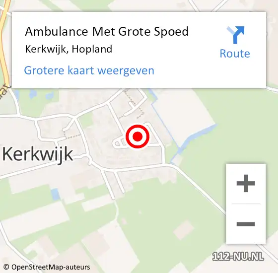 Locatie op kaart van de 112 melding: Ambulance Met Grote Spoed Naar Kerkwijk, Hopland op 18 november 2022 01:07