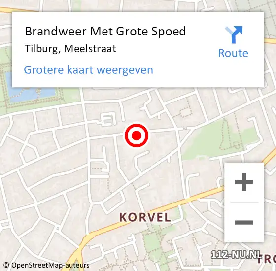 Locatie op kaart van de 112 melding: Brandweer Met Grote Spoed Naar Tilburg, Meelstraat op 18 november 2022 01:34