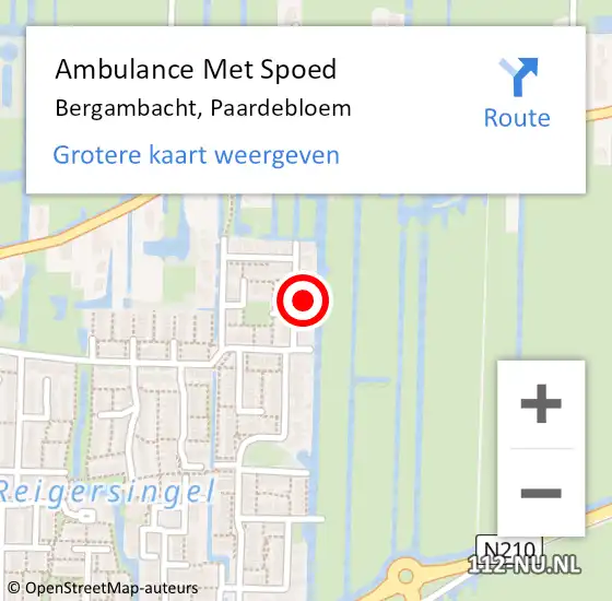 Locatie op kaart van de 112 melding: Ambulance Met Spoed Naar Bergambacht, Paardebloem op 18 november 2022 04:02