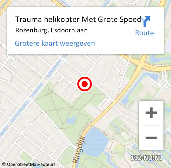 Locatie op kaart van de 112 melding: Trauma helikopter Met Grote Spoed Naar Rozenburg, Esdoornlaan op 18 november 2022 04:15