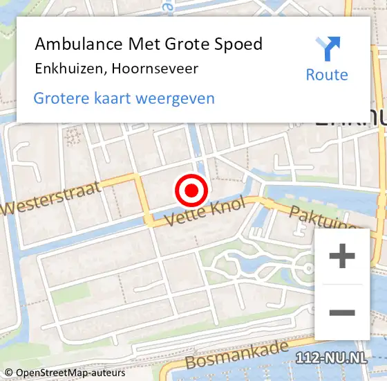 Locatie op kaart van de 112 melding: Ambulance Met Grote Spoed Naar Enkhuizen, Hoornseveer op 18 november 2022 04:20