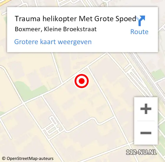 Locatie op kaart van de 112 melding: Trauma helikopter Met Grote Spoed Naar Boxmeer, Kleine Broekstraat op 18 november 2022 04:50