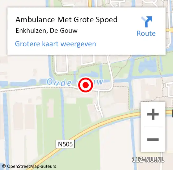 Locatie op kaart van de 112 melding: Ambulance Met Grote Spoed Naar Enkhuizen, De Gouw op 18 november 2022 05:14